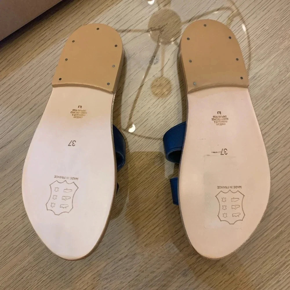 KJacques Navy Blue Leather Menandre Sandals Size 37 or 6.5 US - Picture 2 of 4